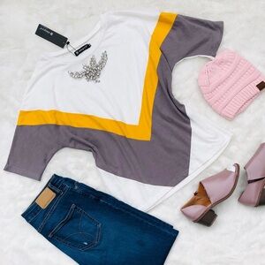 NWT HERRINGBONE PATTERN LOOSE FITTED TOP